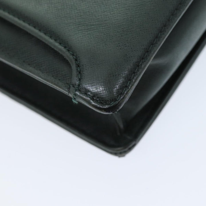 Burberry Clutch Bag Leather Green Auth bs14503