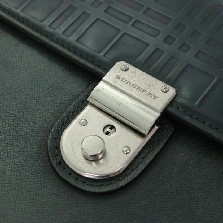 Top Quality Burberry Clutch Bag Leather Green Auth bs14503