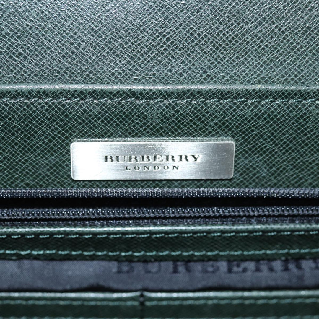 Burberry Clutch Bag Leather Green Auth bs14503