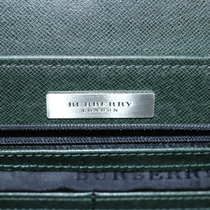 Burberry Clutch Bag Leather Green Auth bs14503