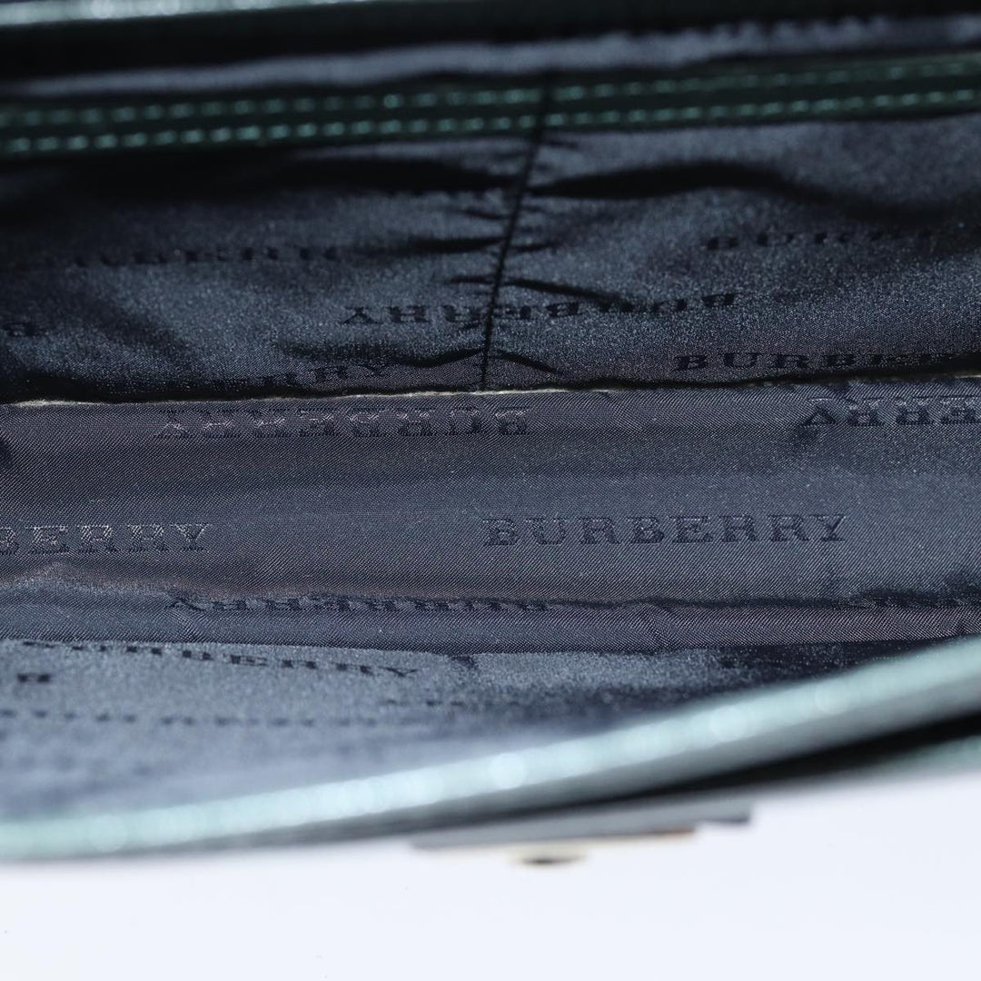 Burberry Clutch Bag Leather Green Auth bs14503
