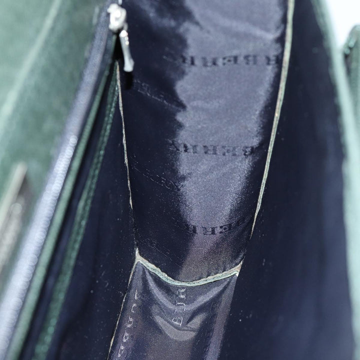 Burberry Clutch Bag Leather Green Auth bs14503
