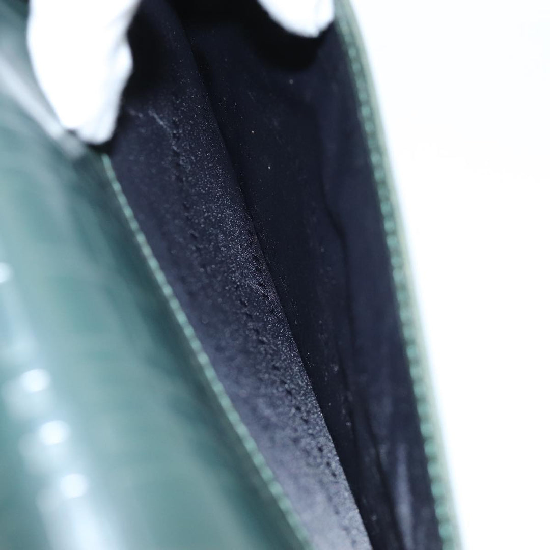 Burberry Clutch Bag Leather Green Auth bs14503