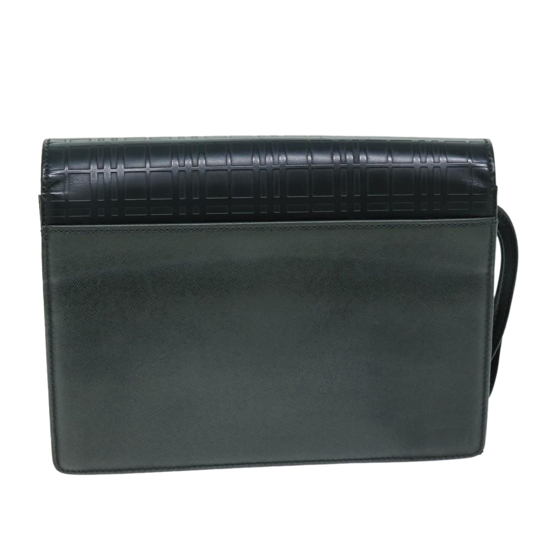 Burberry Clutch Bag Leather Green Auth bs14503