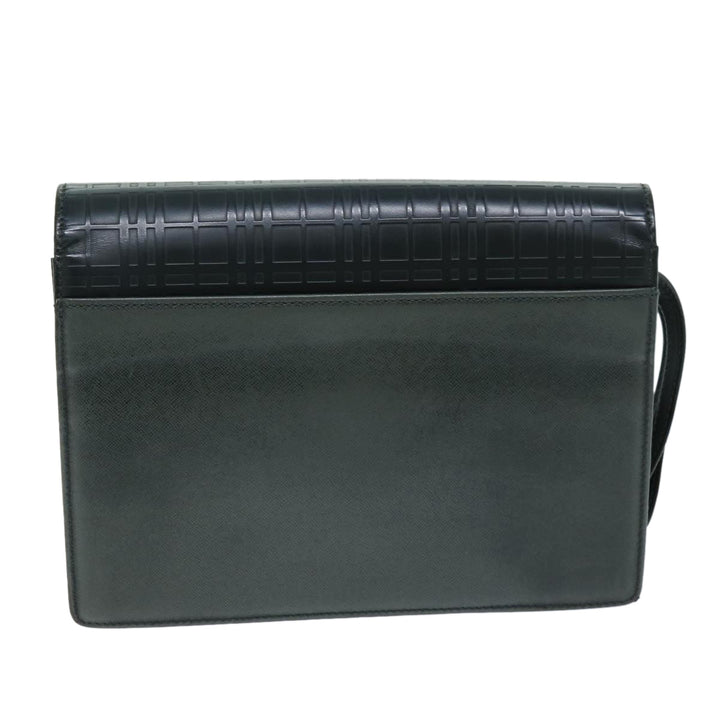 Burberry Clutch Bag Leather Green Auth bs14503