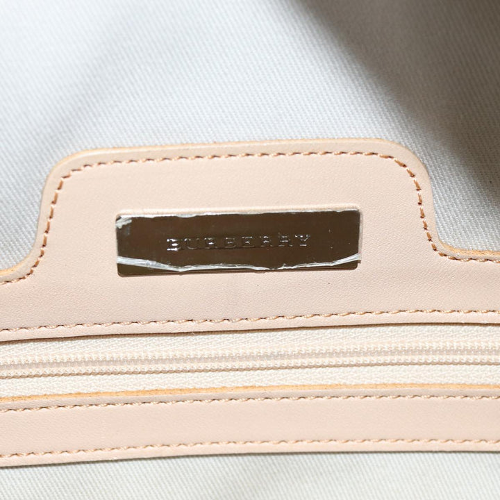 Burberry Hand Bag Canvas Beige Auth bs14508