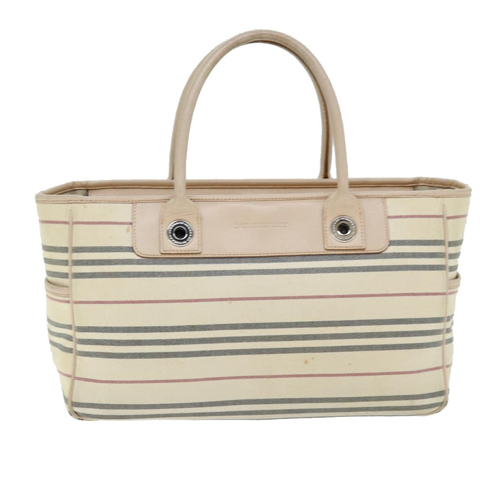 Burberry Hand Bag Canvas Beige Auth bs14508