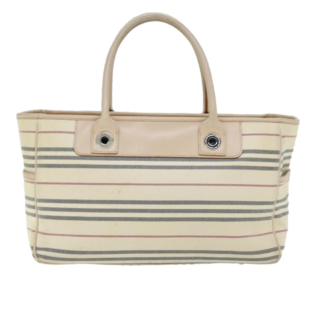 Burberry Hand Bag Canvas Beige Auth bs14508