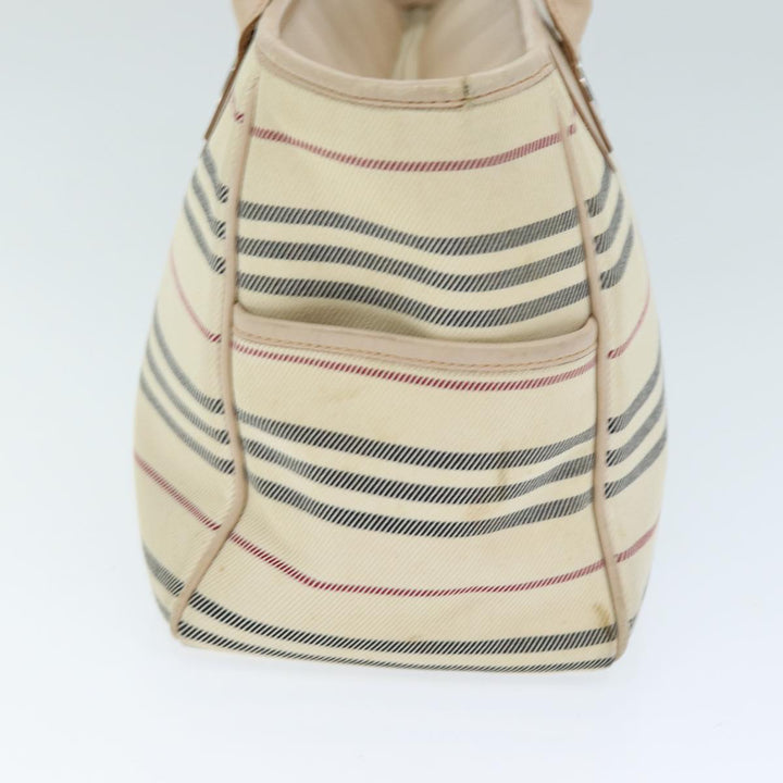 Burberry Hand Bag Canvas Beige Auth bs14508