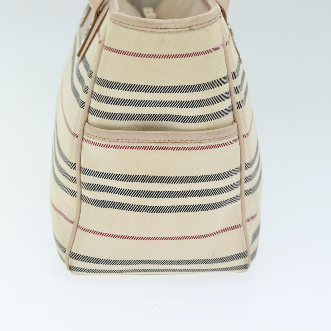 Burberry Hand Bag Canvas Beige Auth bs14508