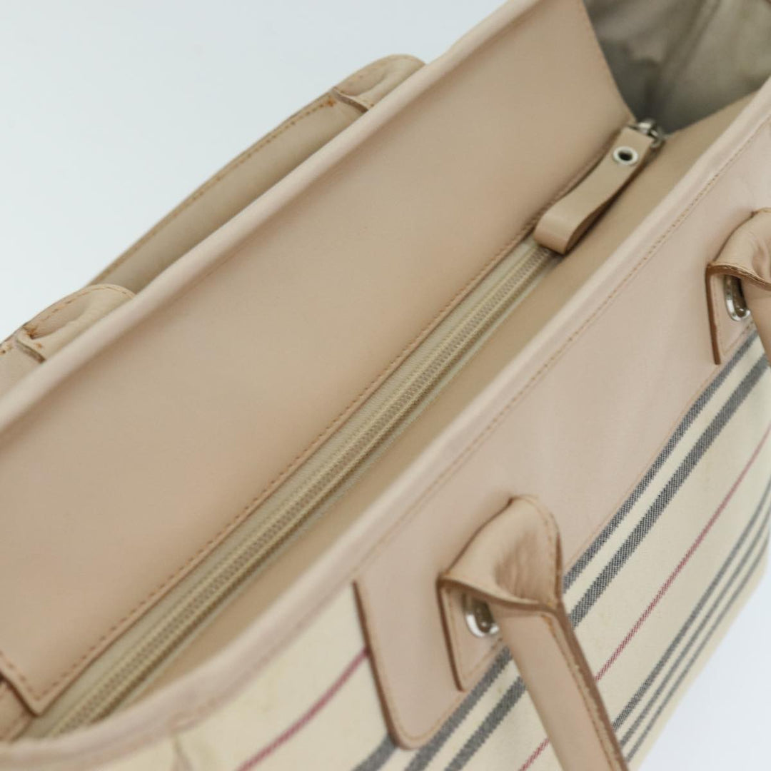 Burberry Hand Bag Canvas Beige Auth bs14508