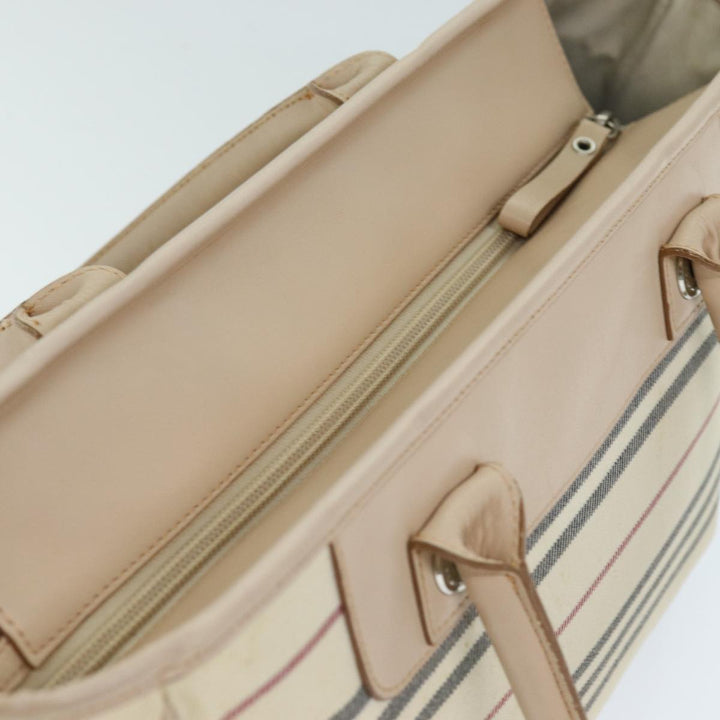 Burberry Hand Bag Canvas Beige Auth bs14508