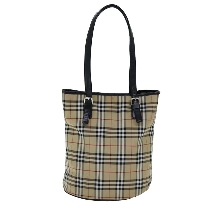 BURBERRYSs Nova Check Blue Label Shoulder Bag Canvas Beige Auth bs14511
