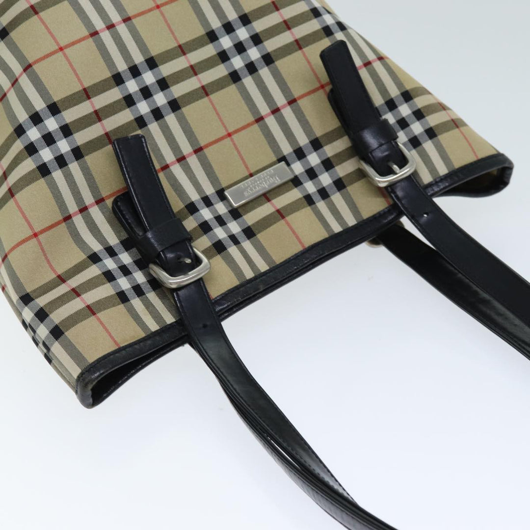 BURBERRYSs Nova Check Blue Label Shoulder Bag Canvas Beige Auth bs14511