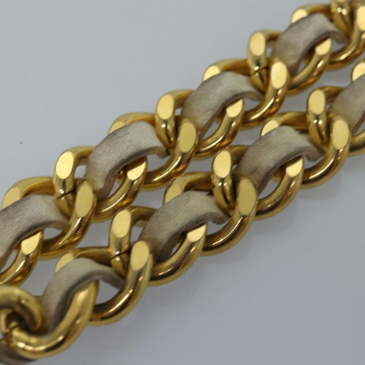 Top Quality Chanel Chain Belt metal 32.3" Gold White CC Auth bs14521