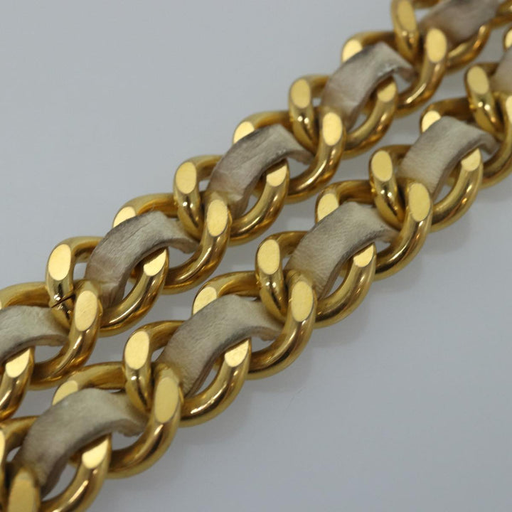 Top Quality Chanel Chain Belt metal 32.3" Gold White CC Auth bs14521