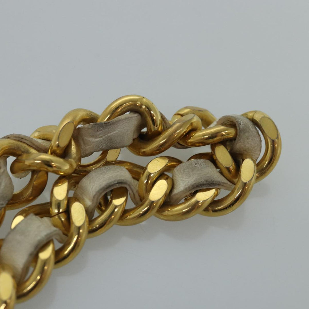 Top Quality Chanel Chain Belt metal 32.3" Gold White CC Auth bs14521