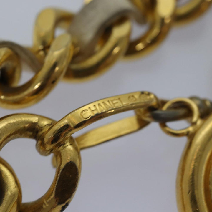 Top Quality Chanel Chain Belt metal 32.3" Gold White CC Auth bs14521