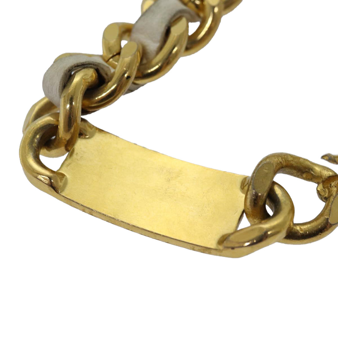 Top Quality Chanel Chain Belt metal 32.3" Gold White CC Auth bs14521