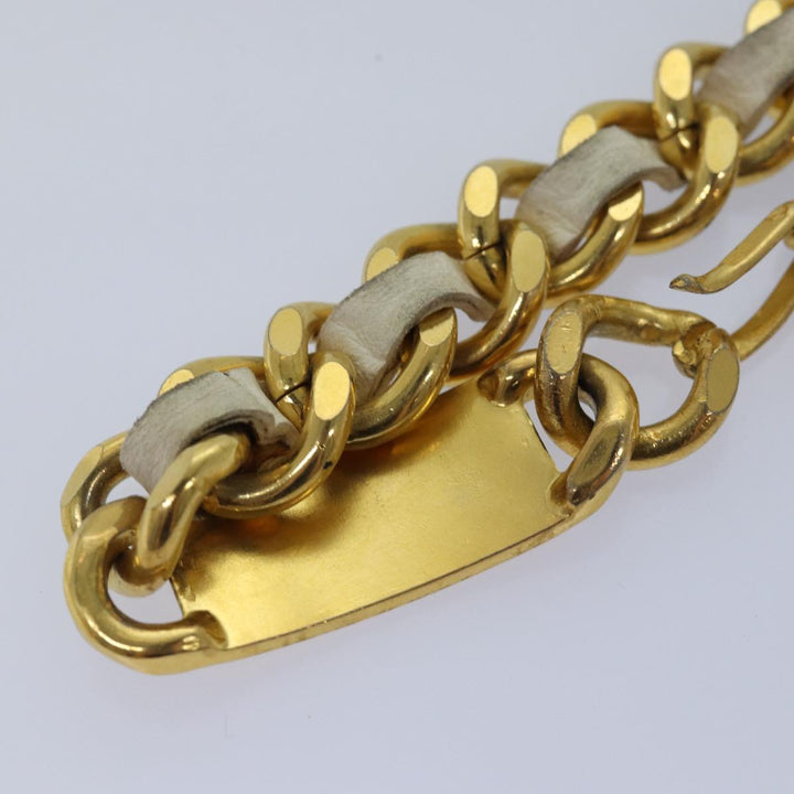 Top Quality Chanel Chain Belt metal 32.3" Gold White CC Auth bs14521