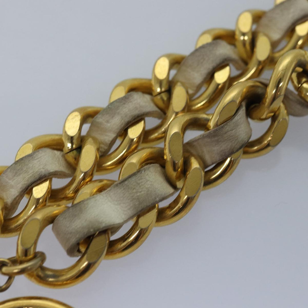 Top Quality Chanel Chain Belt metal 32.3" Gold White CC Auth bs14521