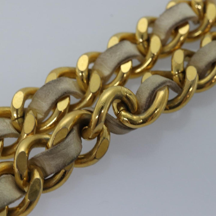 Top Quality Chanel Chain Belt metal 32.3" Gold White CC Auth bs14521