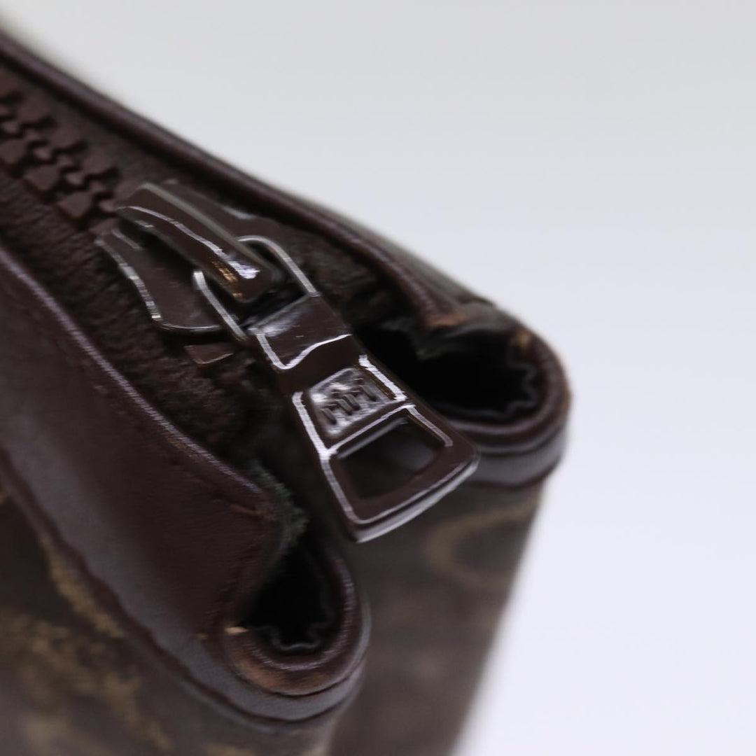 Celine C Macadam Canvas Clutch Bag Brown Auth bs14535