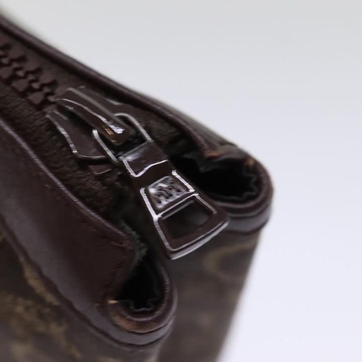 Celine C Macadam Canvas Clutch Bag Brown Auth bs14535