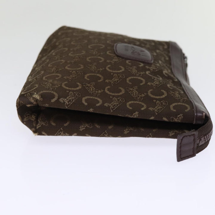 Celine C Macadam Canvas Clutch Bag Brown Auth bs14535