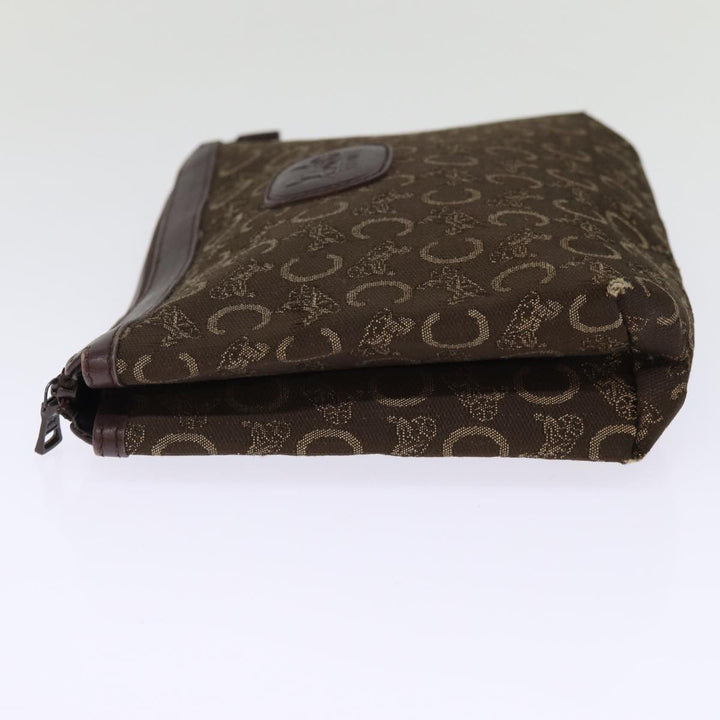 Celine C Macadam Canvas Clutch Bag Brown Auth bs14535