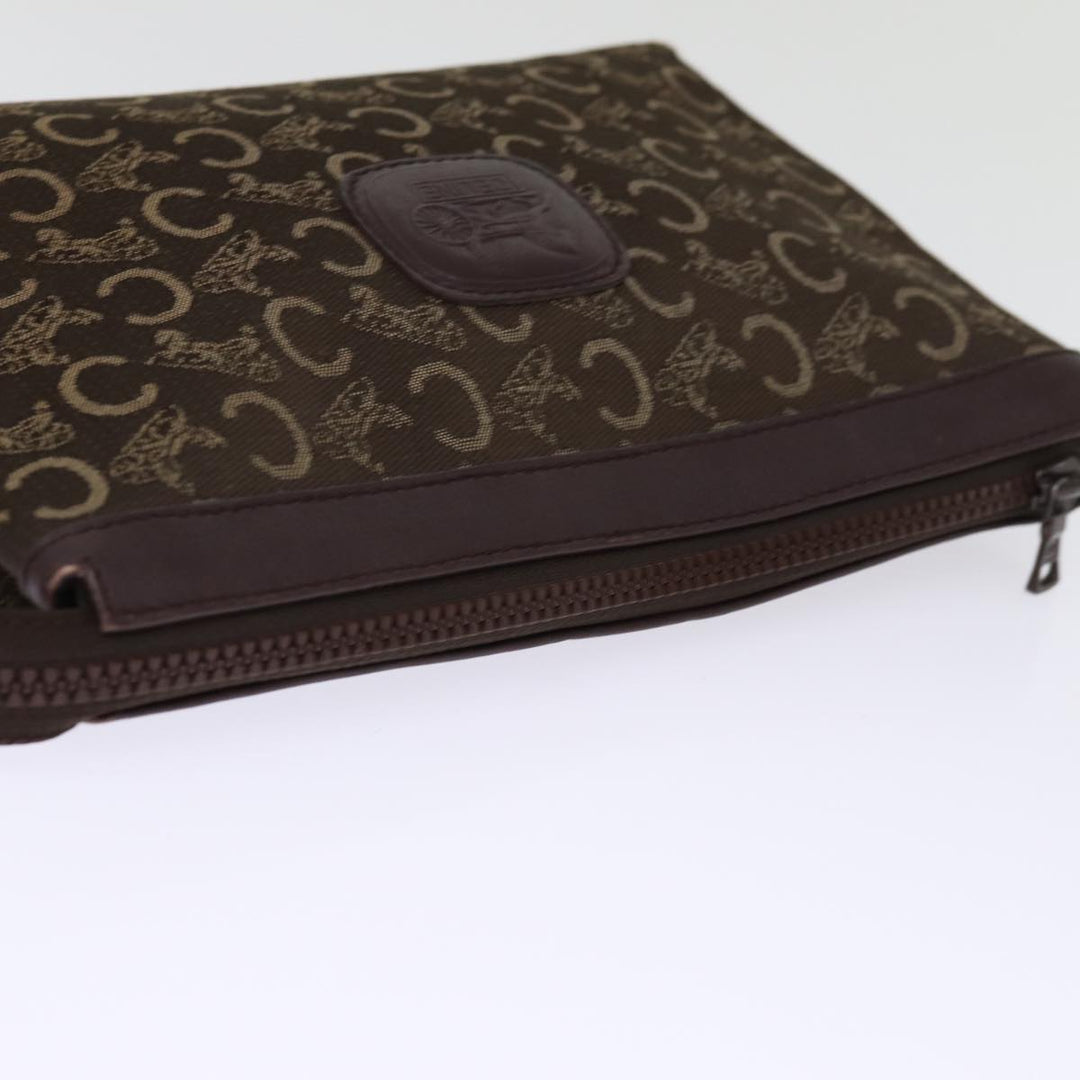 Celine C Macadam Canvas Clutch Bag Brown Auth bs14535