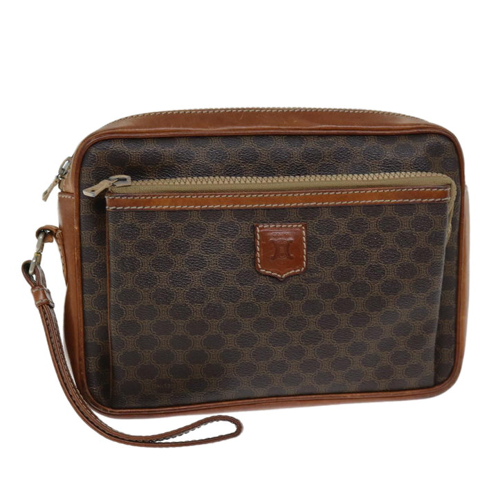 Celine Macadam Canvas Clutch Bag PVC Brown Auth bs14536