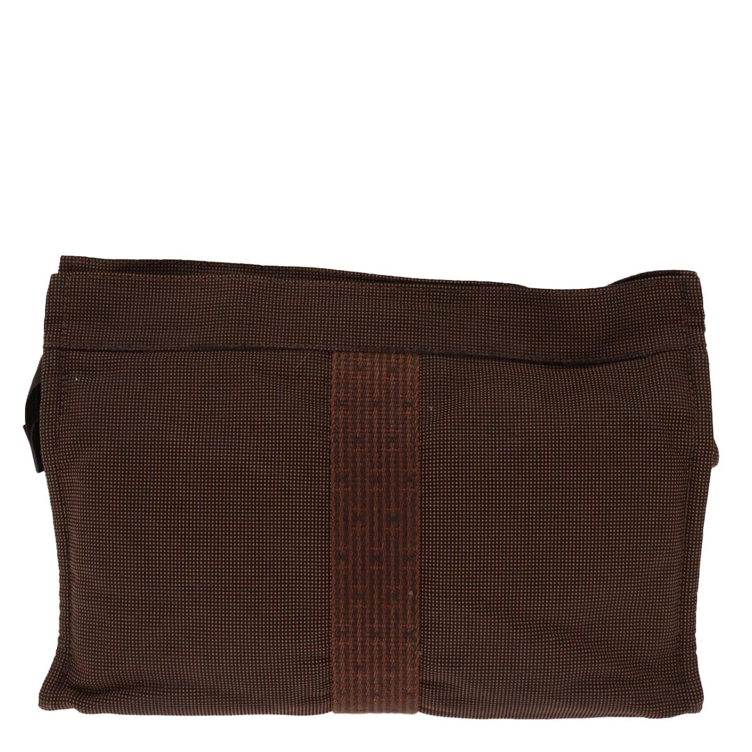 Top quality Hermes Clutch Bag Canvas Brown Auth bs14544