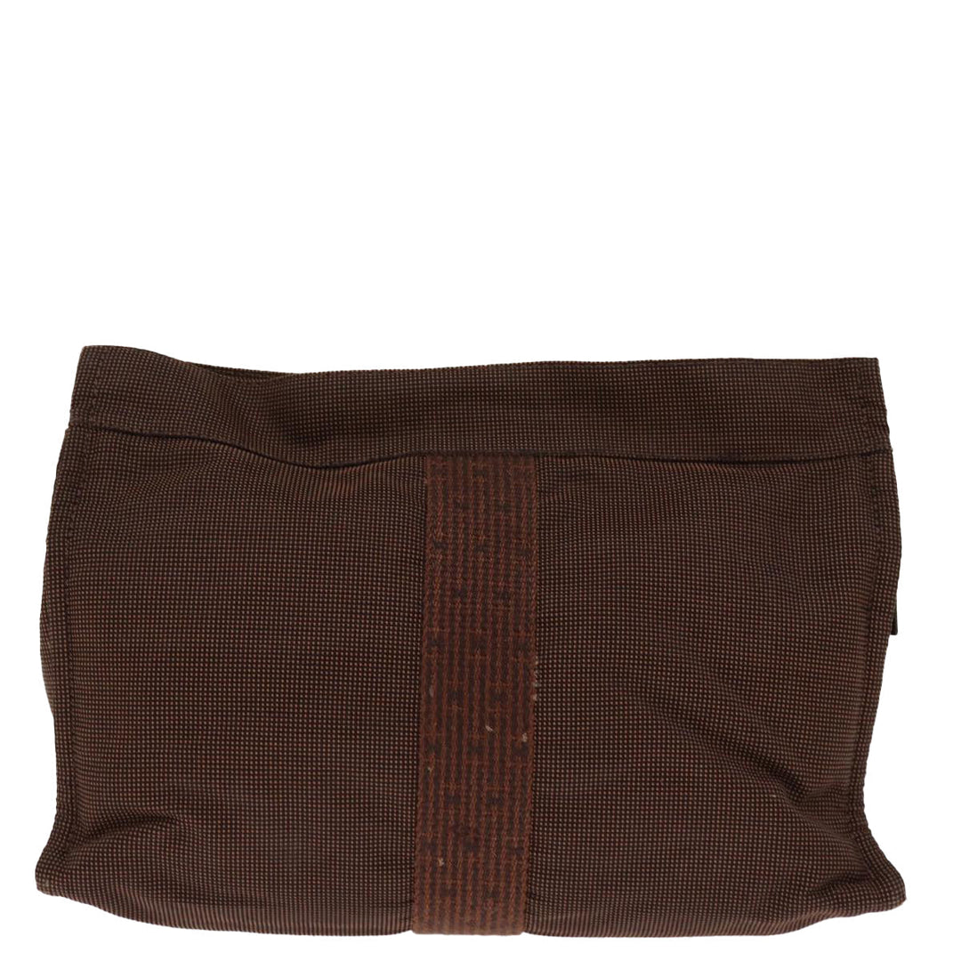 Top quality Hermes Clutch Bag Canvas Brown Auth bs14544