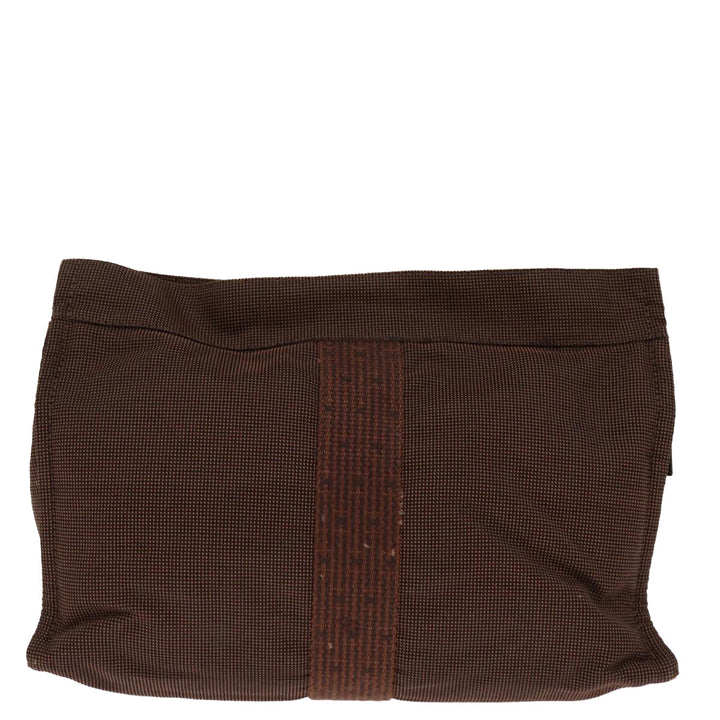 Top quality Hermes Clutch Bag Canvas Brown Auth bs14544
