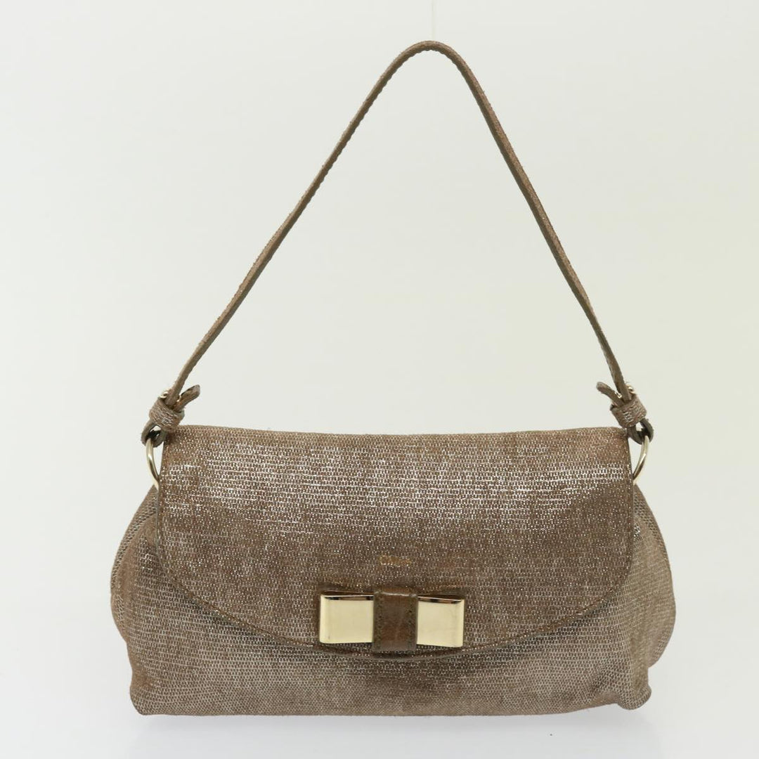 Chloe Shoulder Bag Leather 2Set Silver Brown bs14599