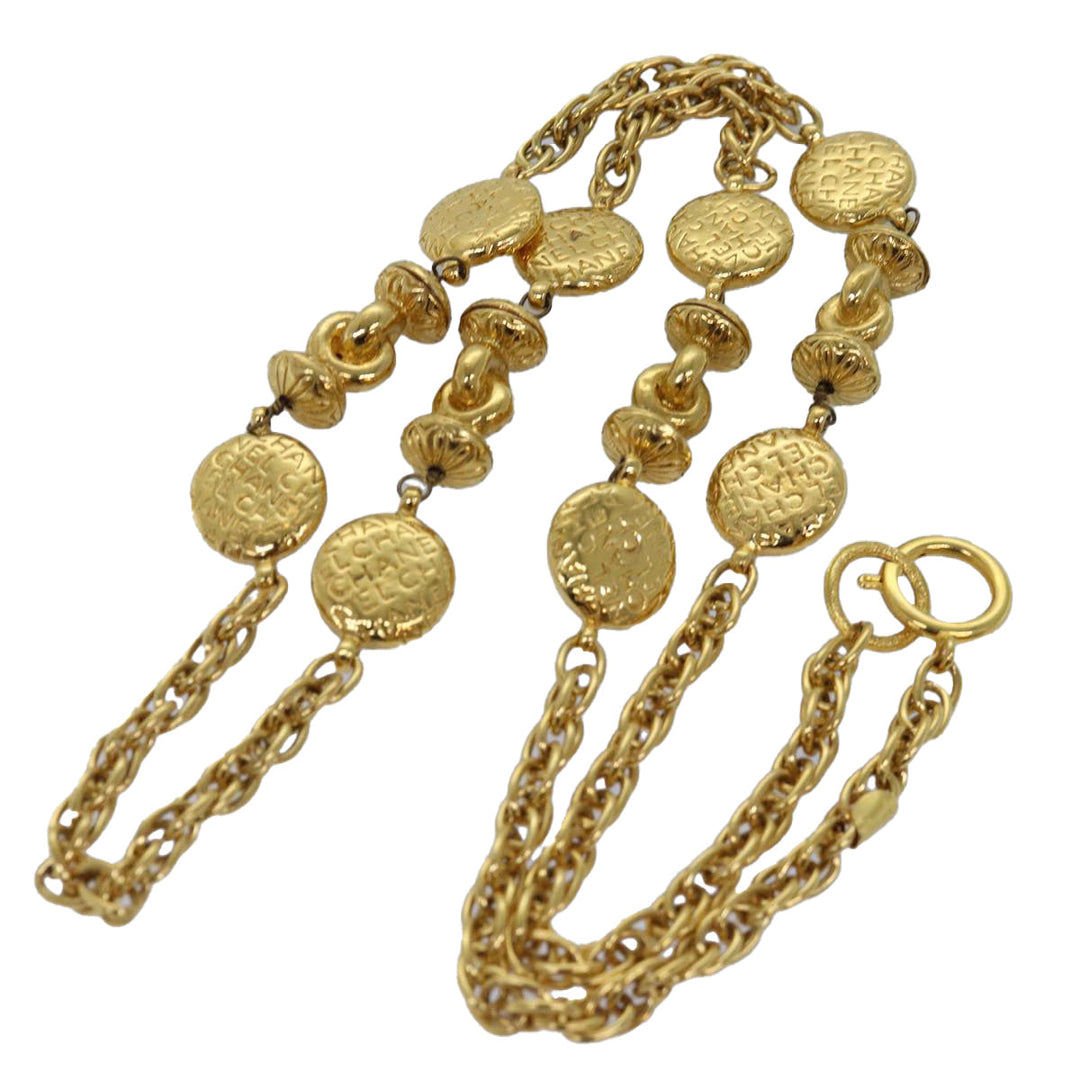 Chanel Necklace Metal Gold CC Auth bs14626