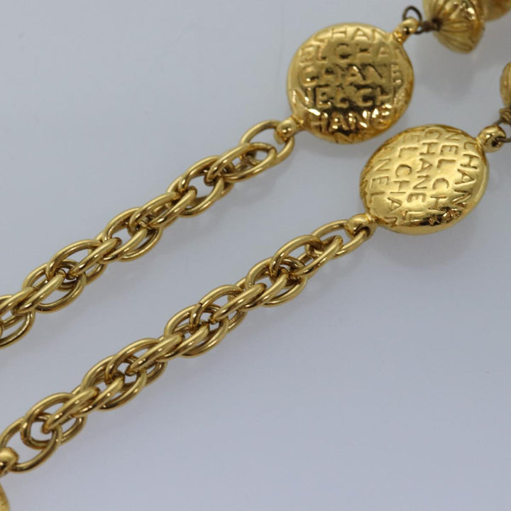 Chanel Necklace Metal Gold CC Auth bs14626