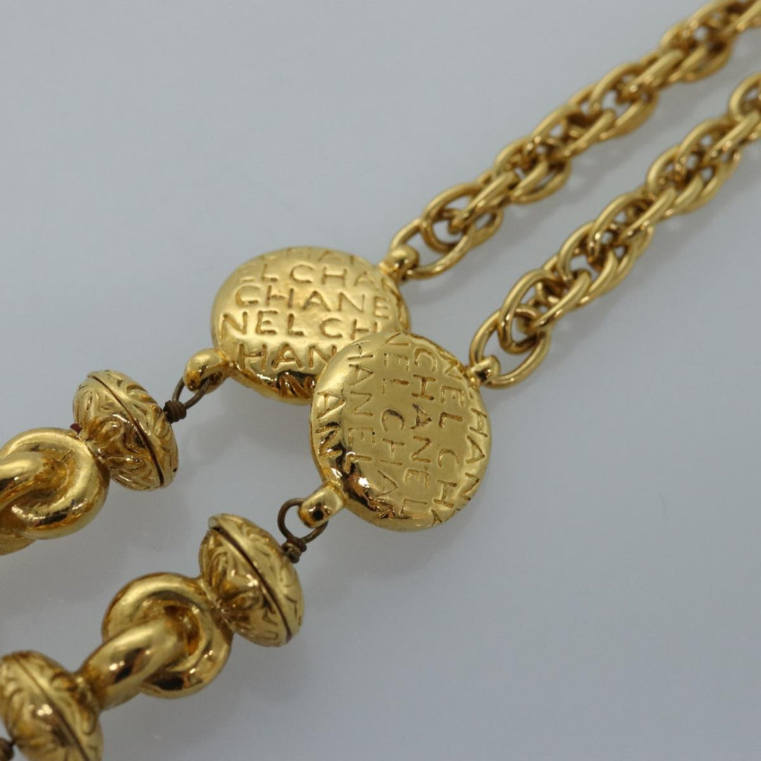 Chanel Necklace Metal Gold CC Auth bs14626