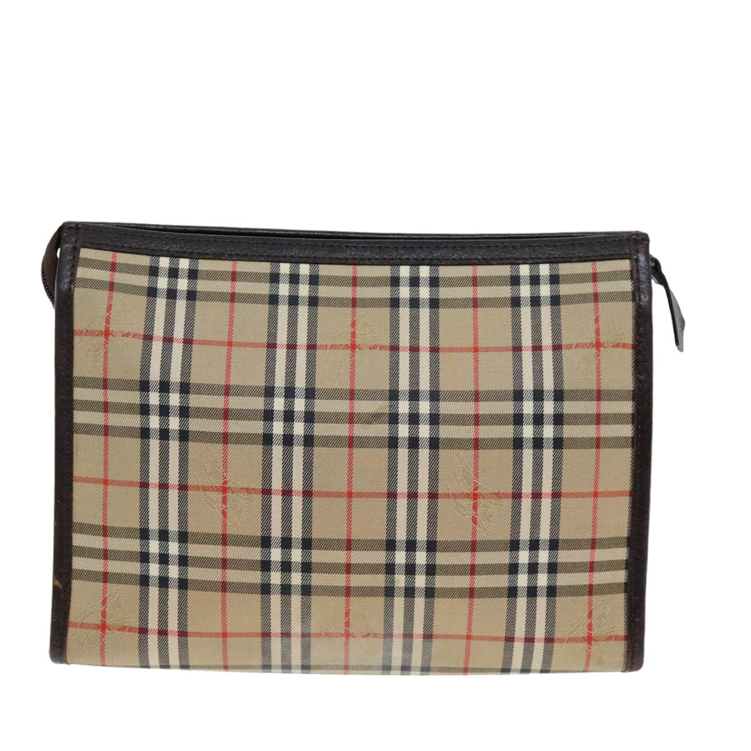 BurberrySs Nova Check Clutch Bag Canvas Beige Auth bs14645
