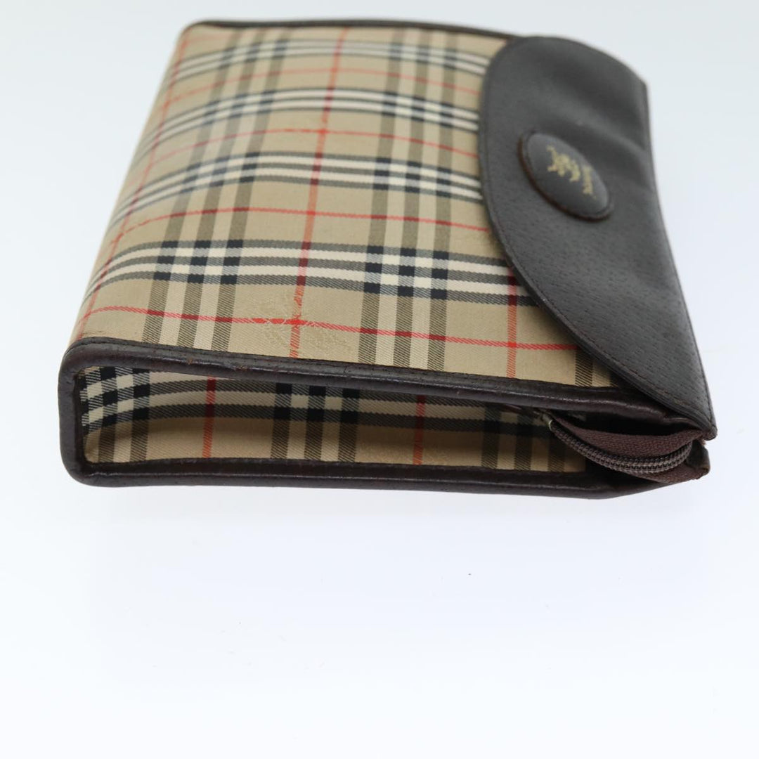 BurberrySs Nova Check Clutch Bag Canvas Beige Auth bs14645
