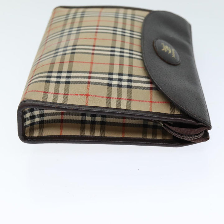 BurberrySs Nova Check Clutch Bag Canvas Beige Auth bs14645