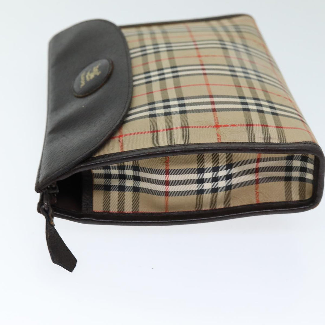 BurberrySs Nova Check Clutch Bag Canvas Beige Auth bs14645