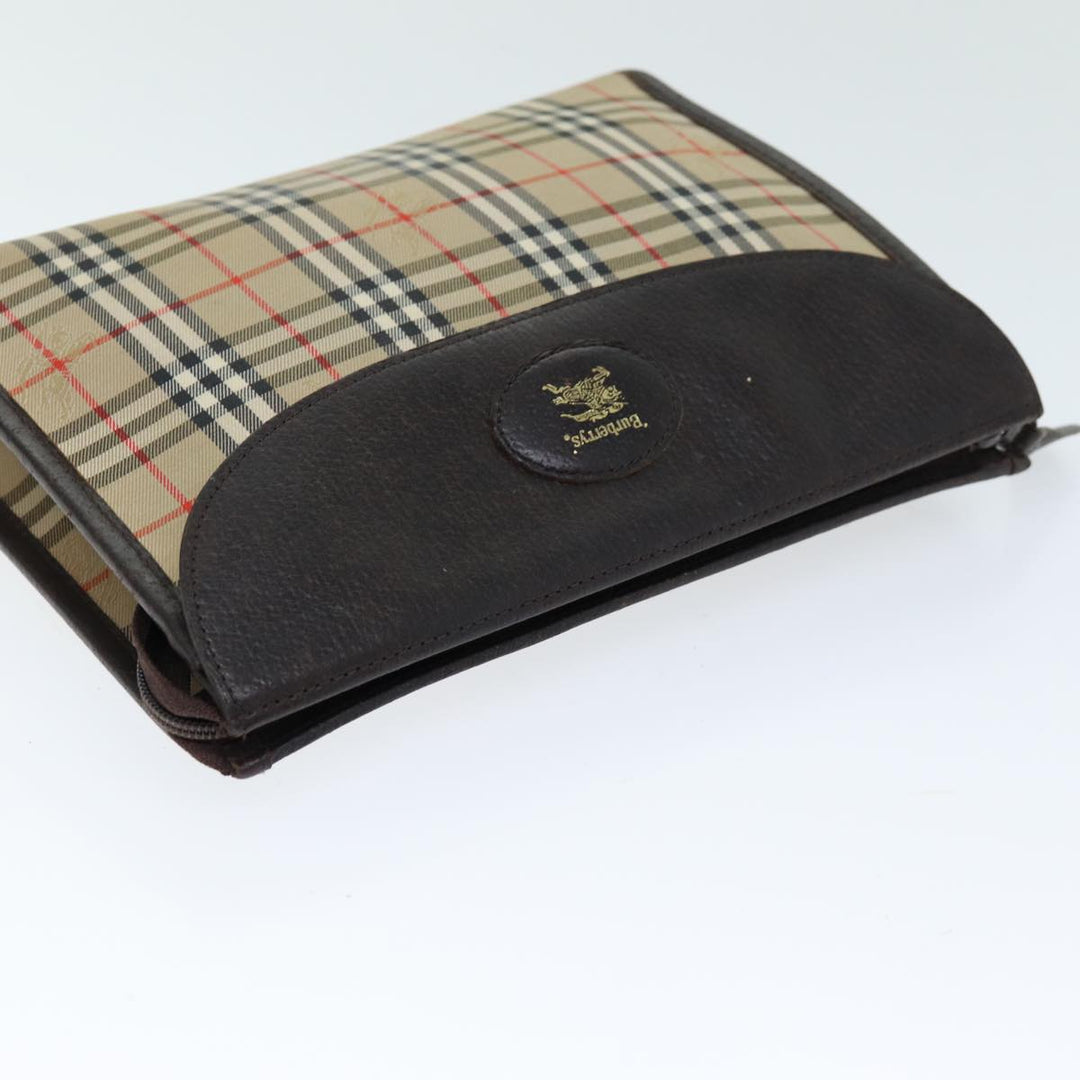 BurberrySs Nova Check Clutch Bag Canvas Beige Auth bs14645