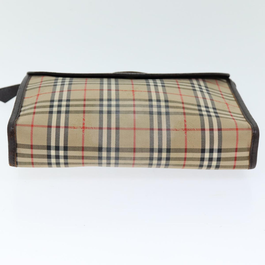 BurberrySs Nova Check Clutch Bag Canvas Beige Auth bs14645