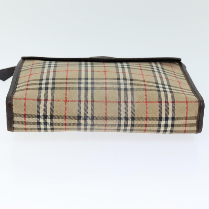 BurberrySs Nova Check Clutch Bag Canvas Beige Auth bs14645