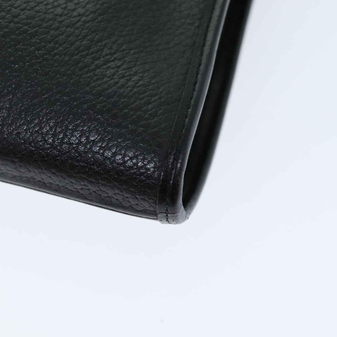 BurberrySs Clutch Bag Leather Black Auth bs14647