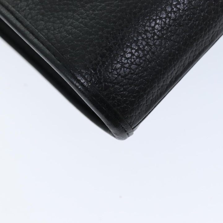 BurberrySs Clutch Bag Leather Black Auth bs14647