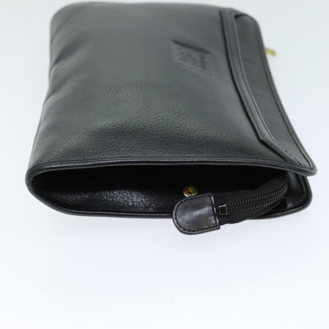 BurberrySs Clutch Bag Leather Black Auth bs14647