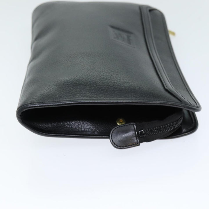 BurberrySs Clutch Bag Leather Black Auth bs14647